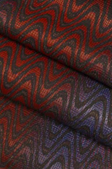 GENUINE leather hide CALFSKIN red/blue/black textured cowhide geometric square embossed calf optical cow italian skin