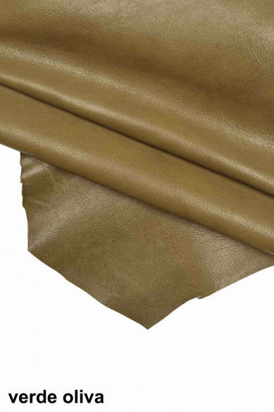 Green tan grey GOATSKIN MILLED pebble grain print goat grainy wrinkled genuine italian skins