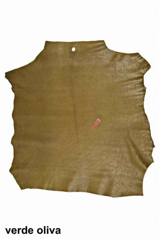 Green tan grey GOATSKIN MILLED pebble...