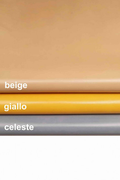 Beige light blue YELLOW GOATSKIN smooth stiff goat leather skin genuine italian hides