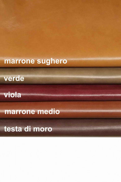 Brown purple green GOATSKIN WRINKLED pebble grain print grainy goat skin shiny soft genuine italian hides