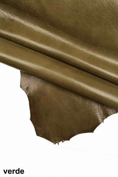 Brown purple green GOATSKIN WRINKLED pebble grain print grainy goat skin shiny soft genuine italian hides