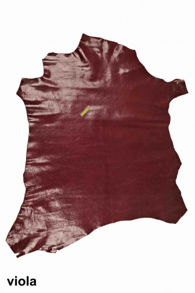 Brown purple green GOATSKIN WRINKLED pebble grain print grainy goat skin shiny soft genuine italian hides