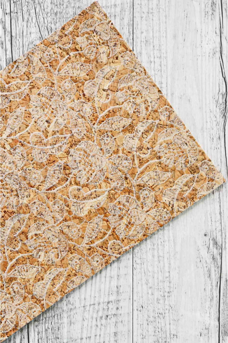 CORK sheets, made in Italy, white floral textured, print flowers