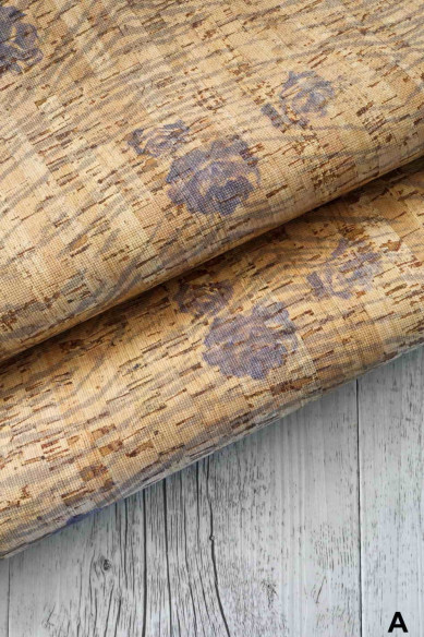 Fogli di SUGHERO naturale, made in Italy, noto come pelle vegana, stampa floreale, disponibile in 3 colori