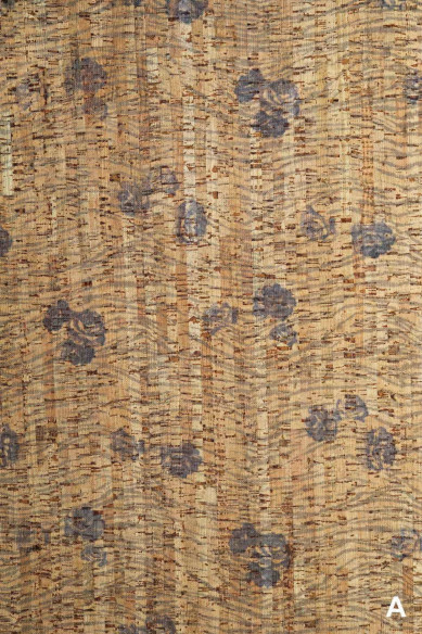 Natural CORK sheets - pieces, made in Italy, named vegan leather, FLORAL textured, 3 colors available
