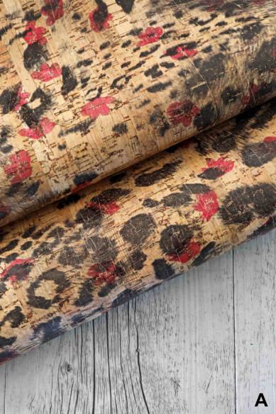 Fogli di SUGHERO naturale, made in Italy, noto come pelle vegana, stampa animalier, disponibile in 2 colori