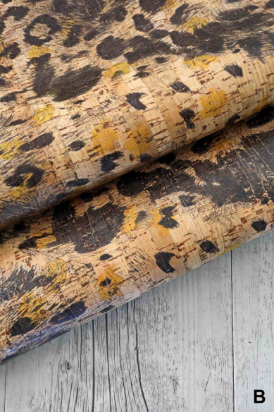 Fogli di SUGHERO naturale, made in Italy, noto come pelle vegana, stampa animalier, disponibile in 2 colori