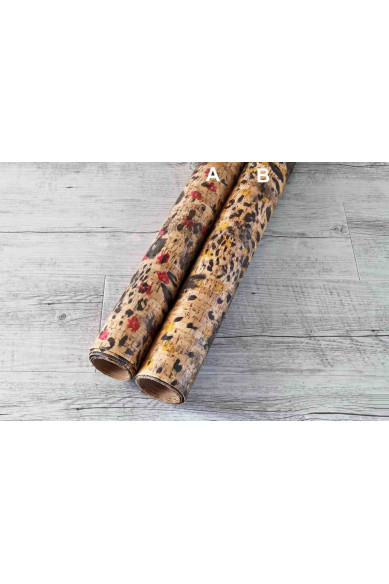 Fogli di SUGHERO naturale, made in Italy, noto come pelle vegana, stampa animalier, disponibile in 2 colori