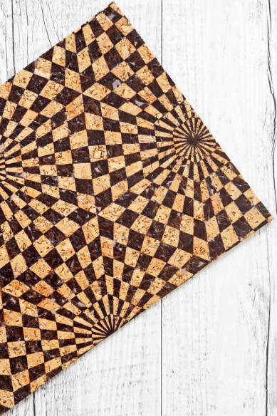 Fogli di SUGHERO naturale con stampa astratta color nero, made in Italy   25x20 / 30x30 cm