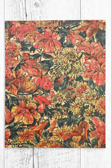 CORK sheets - pieces , made in Italy, floral textured print  4 x 6" / 8 x 10" / 12 x 12"