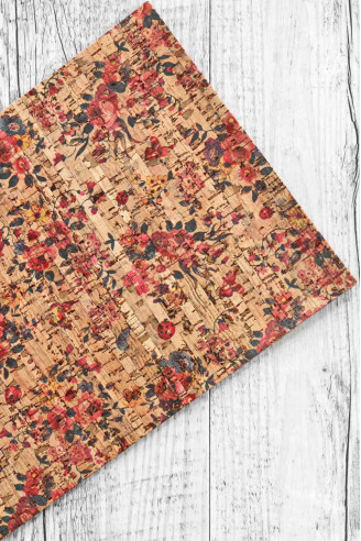 CORK sheets - pieces , made in Italy, floral textured print  8 x 10" / 12 x 12"