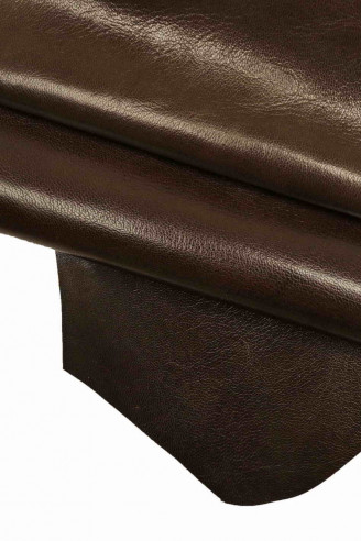 Brown GOATSKIN WRINKLED stiff shiny goat leather sporty skin genuine italian hides
