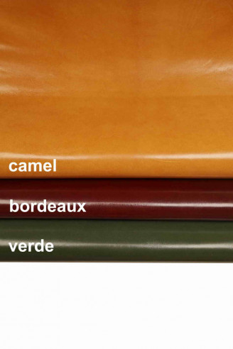 Burgundy green camel GOATSKIN SMOOTH stiff goat leather shiny skin genuine italian hides