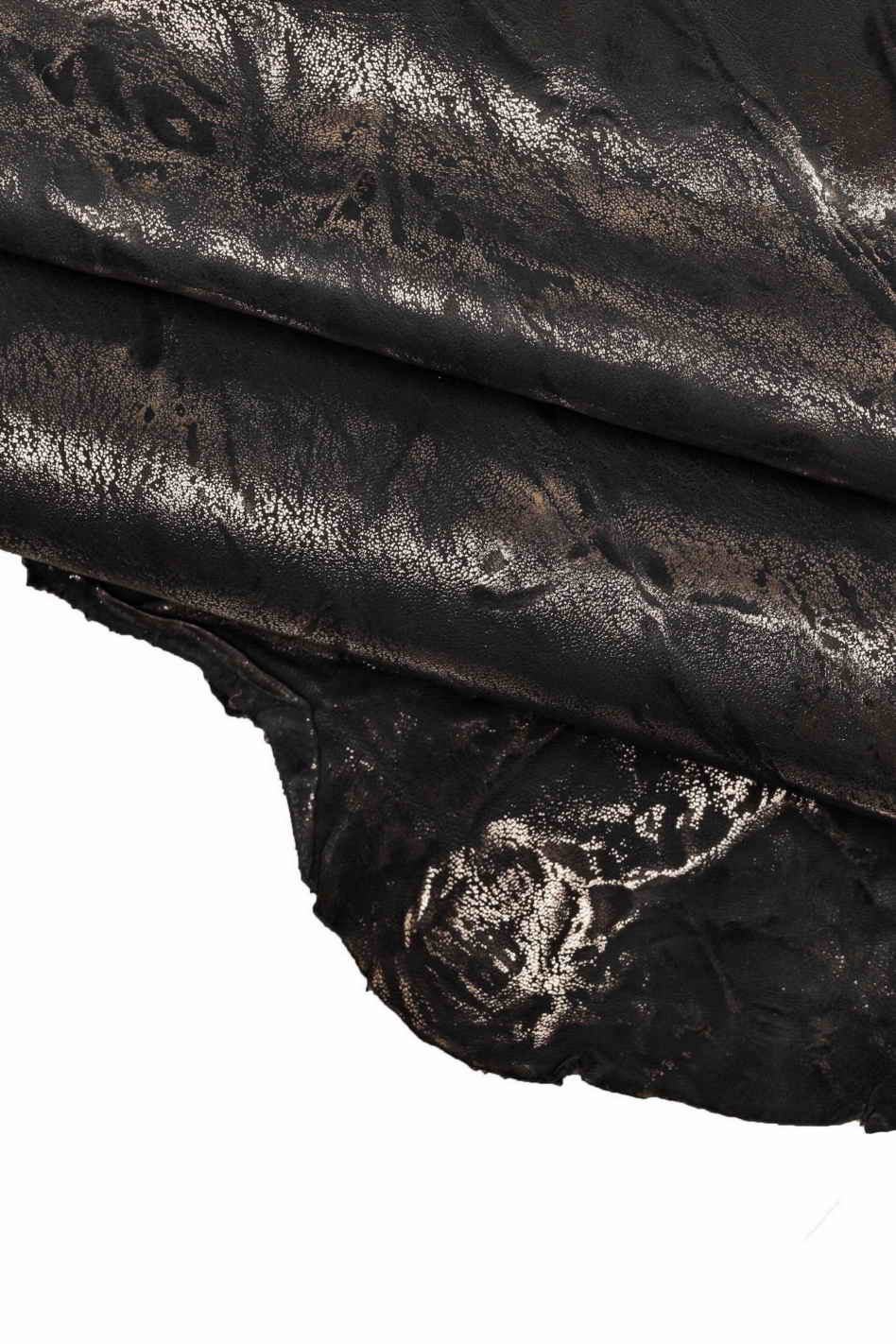 Genuine leather hide WASHED SHEEPSKIN blue wrinkled sheep metallic