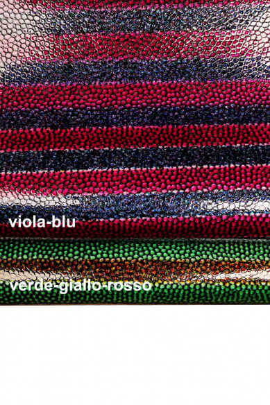 Violet/blue/green/yellow/red PATENT leather cow hide lacquer CALFSKIN crocodile print calf shiny striped stiff cowhide