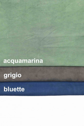 Blue sea water GREY SUEDE leather skin soft distressed antiqued genuine italian hides for crafting