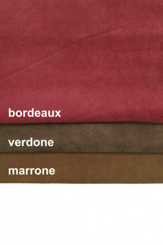 Burgundy green BROWN SUEDE leather skin soft distressed antiqued genuine italian hides for crafting