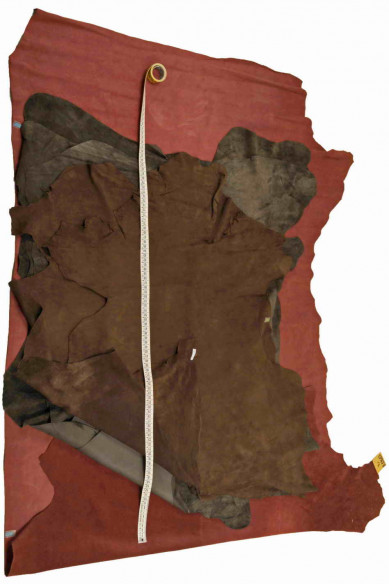 Burgundy green BROWN SUEDE leather skin soft distressed antiqued genuine italian hides for crafting