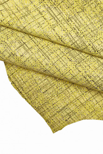 Lime SUEDE fabric effect TEXTURED print shiny soft leather hide distressed genuine italian skin for crafting
