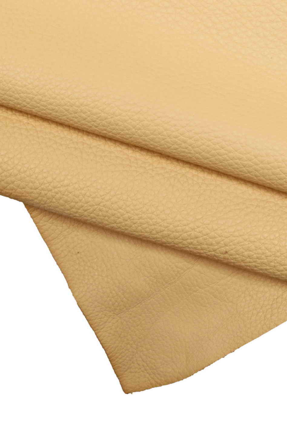 Genuine leather hide BEIGE CALFSKIN pebble grain print cowhide grainy