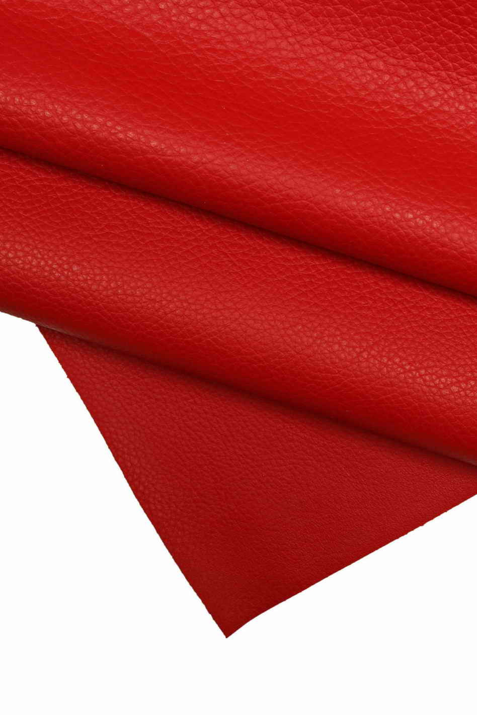 Genuine leather hide RED CALFSKIN pebble grain print cowhide grainy