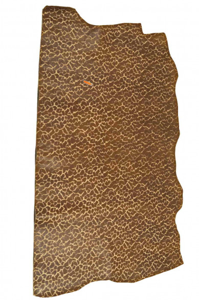 Brown beige CALFSKIN PEBBLE grain textured print cowhide grainy calf stiff distressed cow genuine italian skins