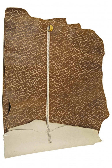 PELLE SPORTIVA marrone - vitello con grana cervo stampata - pellame con stampa astratta beige