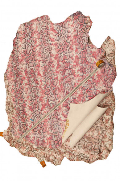White pink purple GOATSKIN PYTHON snake textured goat engraved scales print light foil very soft genuine italian skins
