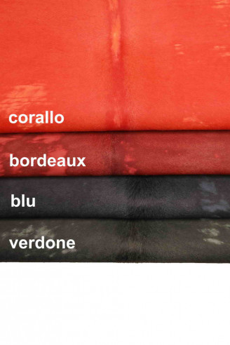 HAIR ON leather hide coral burgundy...