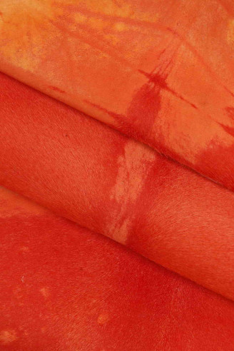 HAIR ON leather hide coral burgundy...