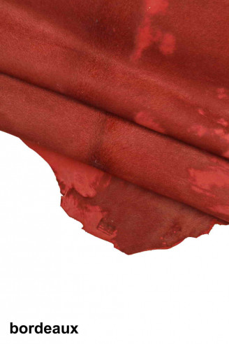 HAIR ON leather hide coral burgundy...