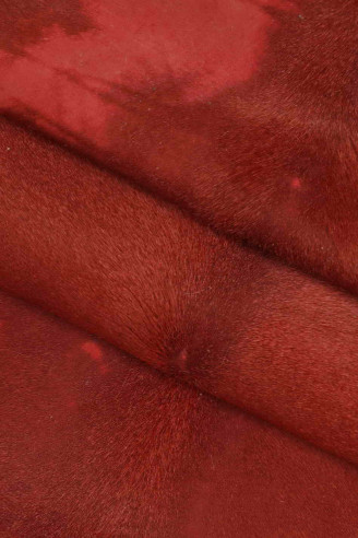 HAIR ON leather hide coral burgundy...