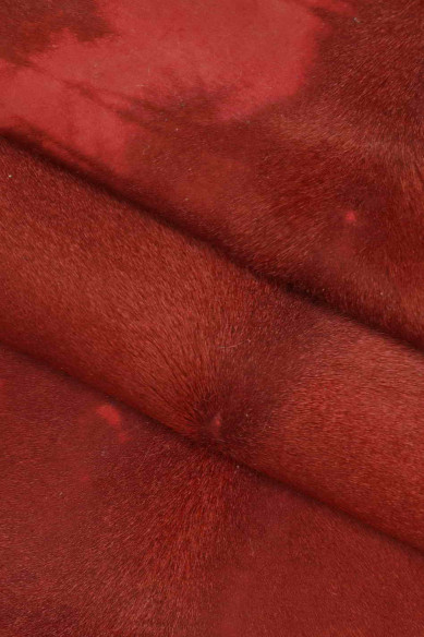 HAIR ON leather hide coral burgundy blue green worn effect antiqued distressed vintage genuine leather skin