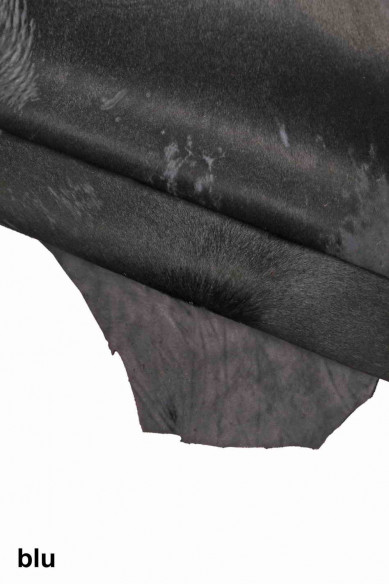 HAIR ON leather hide coral burgundy blue green worn effect antiqued distressed vintage genuine leather skin