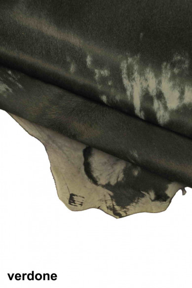 HAIR ON leather hide coral burgundy blue green worn effect antiqued distressed vintage genuine leather skin