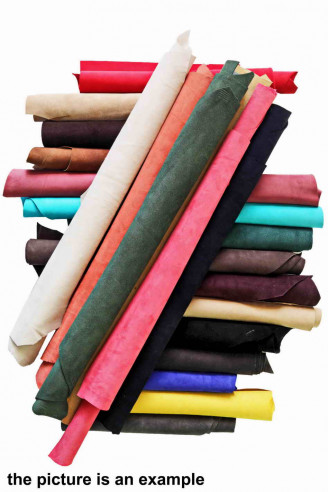 SUEDE and NUBUCK leather SCRAPS random assortment medium size, solid colors, various colors 1 kg(2,20 lbs)-2 kg(4,40 lbs)