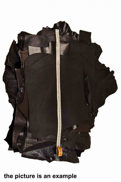 Random assortment BLACK LEATHER medium size cutouts - smooth and textured, various finishings  1 lbs - 1,7 lbs - 2 lbs - 4 lbs