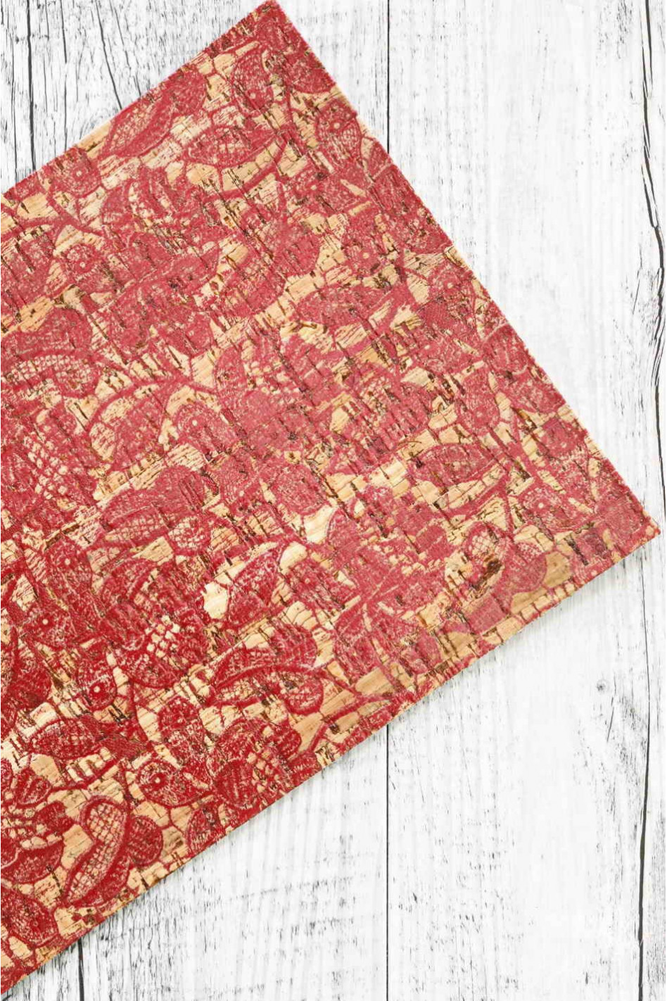 CORK sheets, made in Italy, dark pink floral textured, print flowers