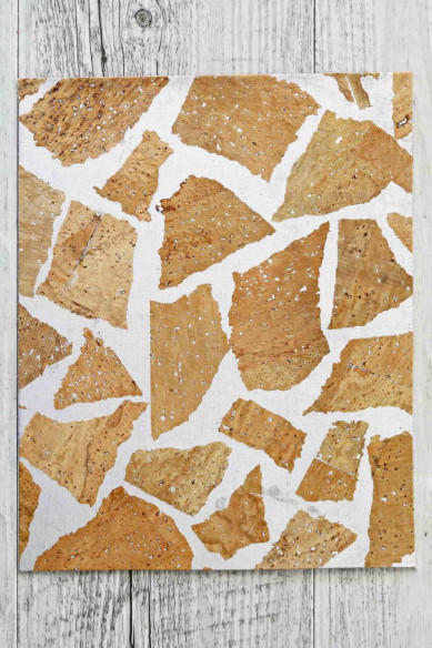 Fogli di SUGHERO naturale con stampa giraffa in base argento   25 x 20 / 30 x 30 cm