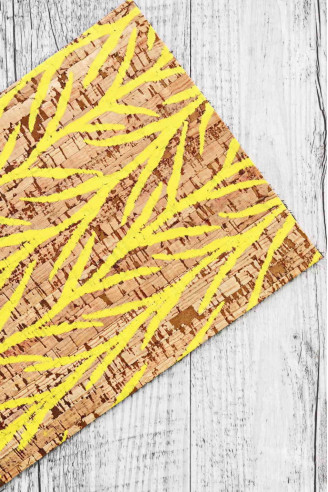 CORK sheets - pieces, made in Italy, yellow leaves textured  8x10 / 12x12 inches