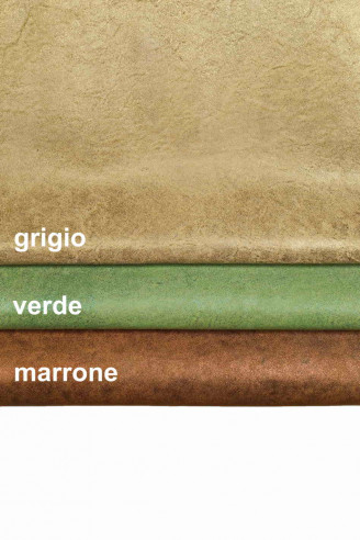 Genuine leather hide SPARKLES GOATSKIN grey brown green washed goat wrinkled glitter distressed shiny italian skin