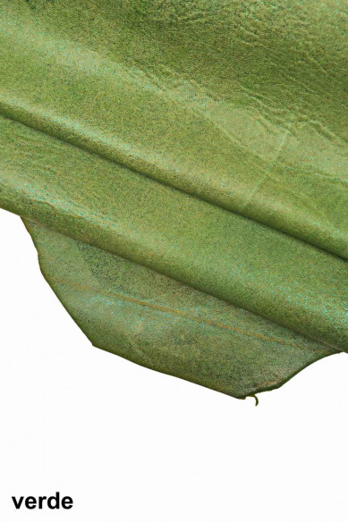 Genuine leather hide SPARKLES GOATSKIN grey brown green washed goat wrinkled glitter distressed shiny italian skin