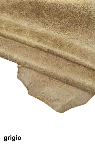 Genuine leather hide SPARKLES GOATSKIN grey brown green washed goat wrinkled glitter distressed shiny italian skin