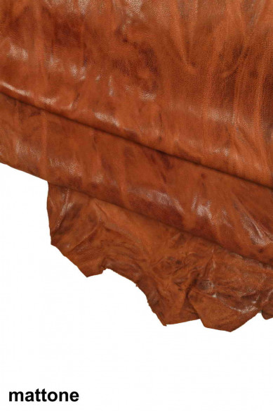 PELLE concia VEGETALE  - Pellami stropicciati tono marrone, pellame nappa montone lavata vintage  sportivo