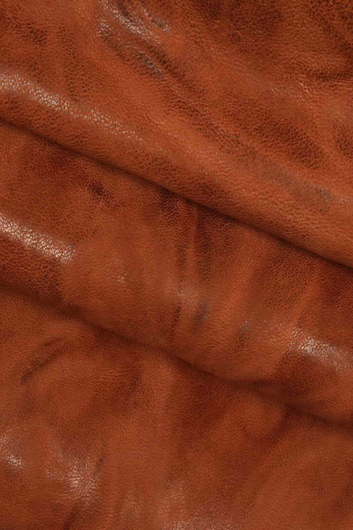 BROWN GENUINE wrinkled sheepskin leather hides - vintage washed red brick dark brown distressed veg  tanned skins