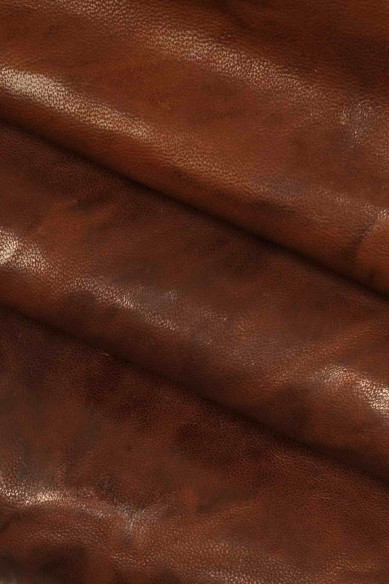 BROWN GENUINE wrinkled sheepskin leather hides - vintage washed red brick dark brown distressed veg  tanned skins