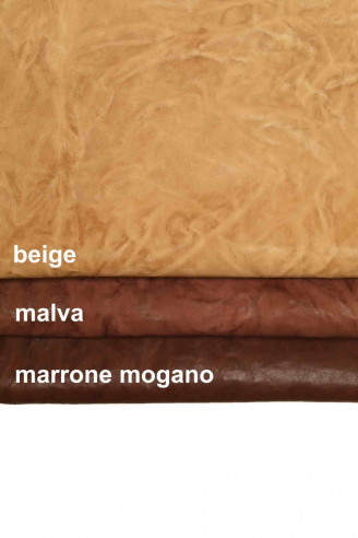 Genuine leather hide vegetable WASHED NAPPA sheepskin malva beige brown wrinkled sheep soft distressed italian skin for crafting
