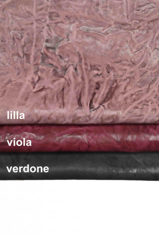 Genuine leather hide vegetable WASHED NAPPA sheepskin purple lilac green wrinkled sheep soft distressed italian skin