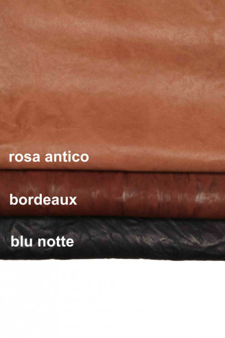 Genuine leather hide vegetable WASHED NAPPA sheepskin pink burgundy blue wrinkled sheep soft distressed italian skin